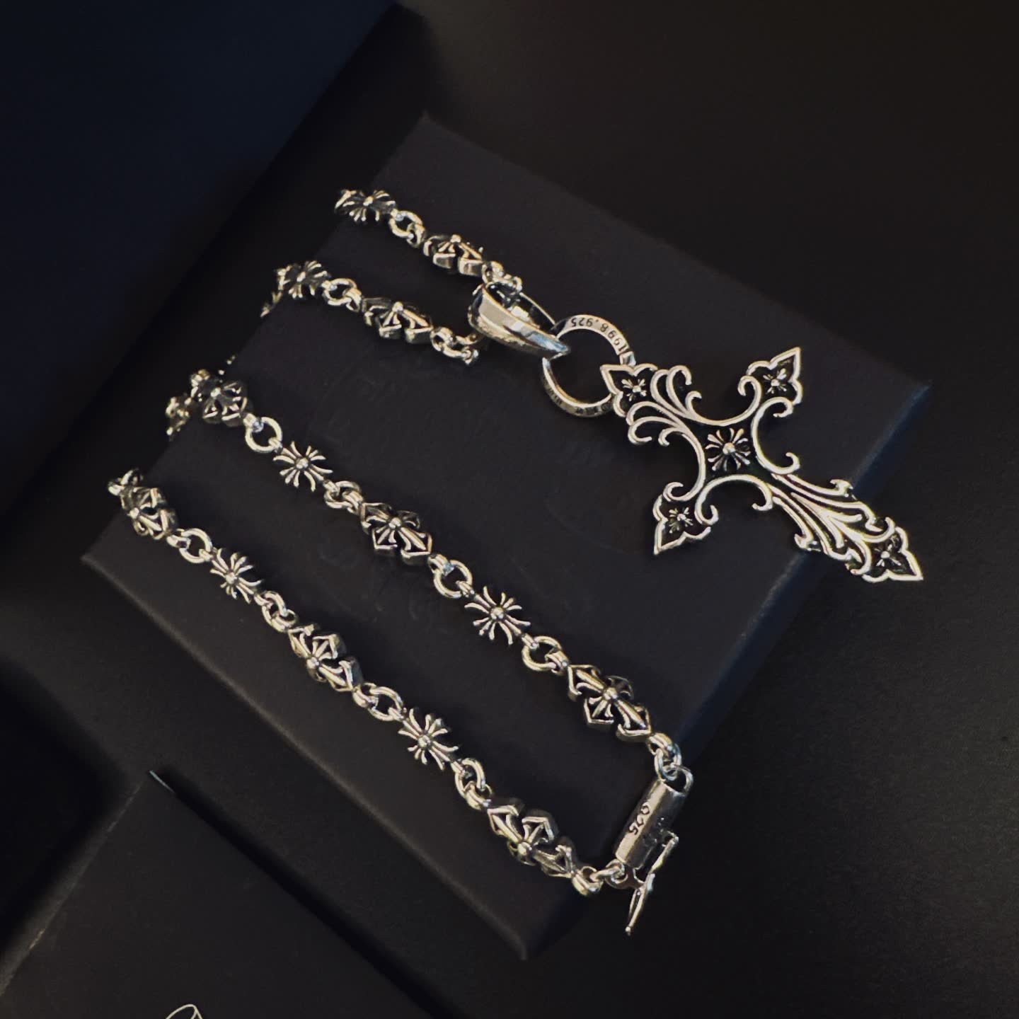 Chrome Hearts Silver Cross Pendant Necklace